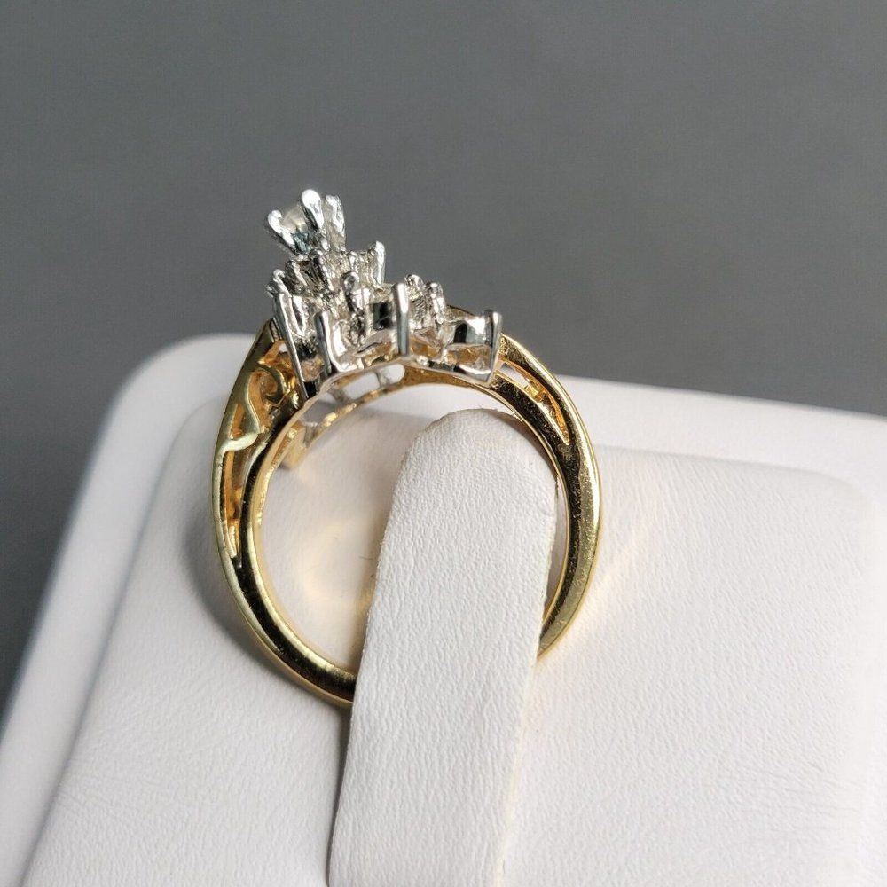 18KHGE Gold Electroplated Womens Rhinestone Design Fashion Ring Size 5 3/4 - Picture 3 of 7